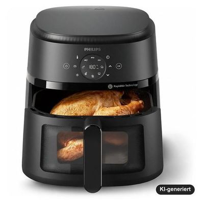 Philips Airfryer Serie 2000 NA230/00 Heissluftfritteuse 6,2 L, Schwarz, mit Sich