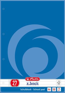 Herlitz Schulblock A4 FSC Mix Lineatur 27, 1 Motiv, 50 Blatt