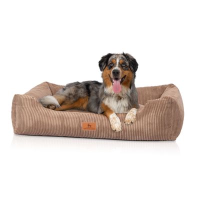 Knuffelwuff Hundebett aus Cord mit Handwebcharakter Olivia in braun