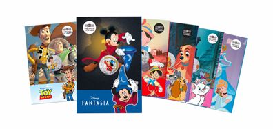 10 Euro Silber Frankreich kpl. Serie Disney Collection 6-er Set im Folder Coin