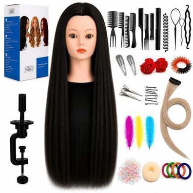 Frisierkopf Damen 70cm Kunsthaar mit Dutt-Styling-Set zum Frisieren und Üben