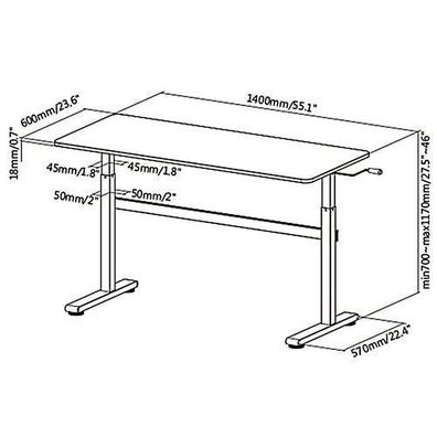 Sitz-Steh-Schreibtisch Manuell Höhenverstellbarer Bürotisch Belastbar Tisch