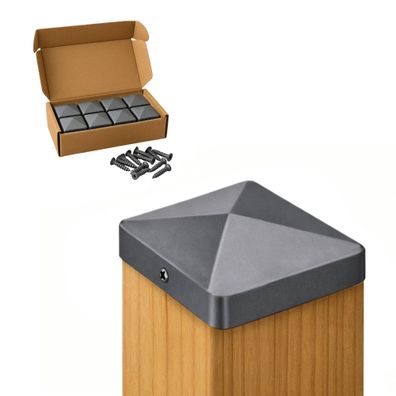 Pfostenkappe 90x90 mm Anthrazit RAL 7016 – 10er Set pulverbeschichtet inkl. Schrauben