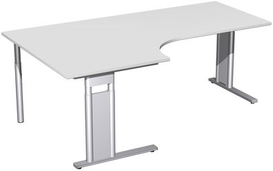 PC-Schreibtisch links höhenverstellbar, C Fuß Blende optional, 2000x1200x680-820,