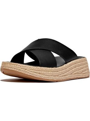 FitFlop Damen Sandalen F-Mode Espadrille Leather Flatform Cross Slides IV5
