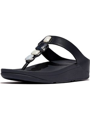 FitFlop Damen Flip Flops Fino Multi-Stone Leather Toe-Post Sandals IU9