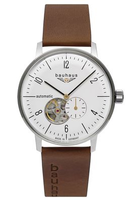 Bauhaus Armbanduhr für Herren Pure Automatik Open Heart Braun 2068-1