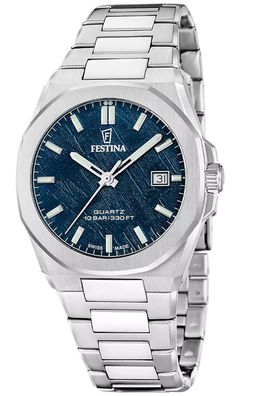 Festina Herrenuhr Stahl/Blau mit Saphirglas F20100/4