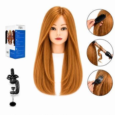 Übungsfrisierkopf Jessica 55 cm Echthaar mit Stativ - Friseur Trainingskopf