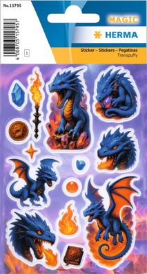 HERMA Drachen Aufkleber, Märchen Sticker für Kinder & Kleinkinder, Kinderaufkleber mi