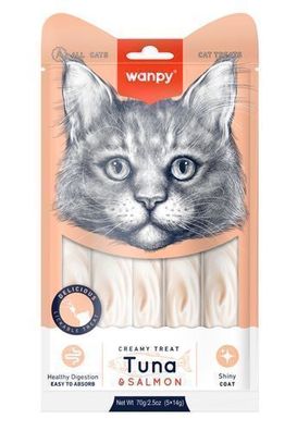 WANPY für Katzen Creamy Treat TUNA & SALMON 70 g Thunfisch und Lachs