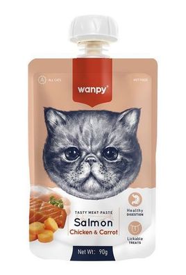 WANPY für Katzen – Pastete mit Lachs, Hähnchen und Möhren, 90 g