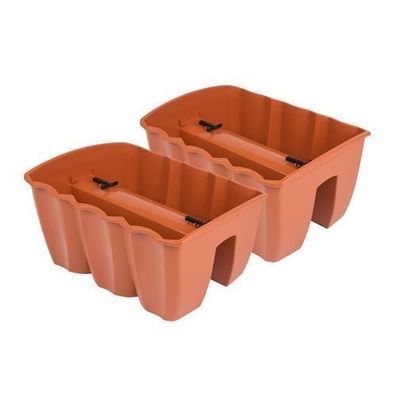 2x Blumenkasten 40cm Hängetopf Blumentopf Balkontopf Geländertopf Terrakotta
