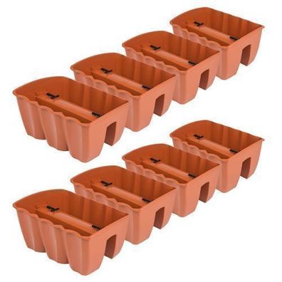8x Blumenkasten 40cm Hängetopf Blumentopf Balkontopf Geländertopf Terrakotta