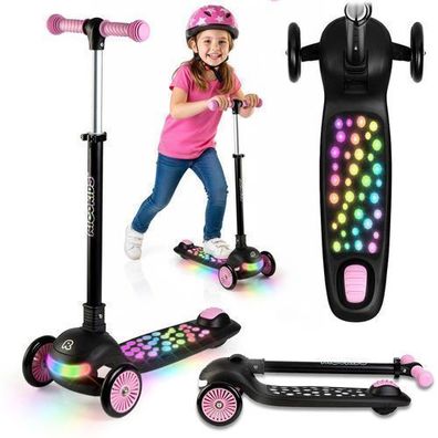 Ricokids Glowi Dreirad-LED-Balance-Scooter für Kinder - schwarz und pink
