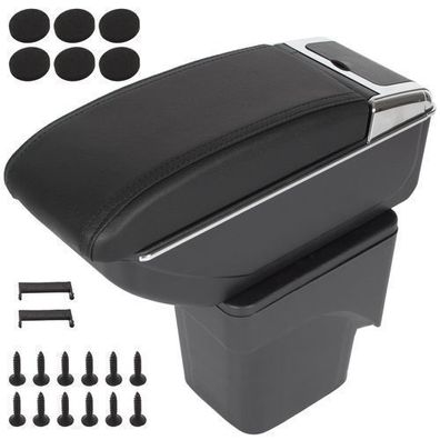 Ford Focus MK2 04-11 Armlehne mit Ablagefach, schwarzes Kunstleder + Montagesatz