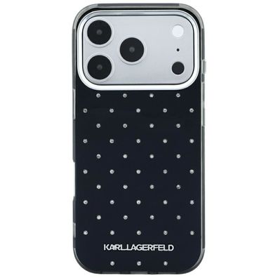 Karl Lagerfeld IML Strass Allover iPhone 18 Pro / 17 Pro Schwarz Hülle Metalllogo