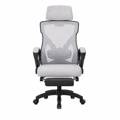 VARR NEXO Ergonomischer Bürostuhl Mesh Fußstütze Kopfstütze Grau Schwarz