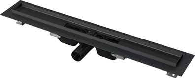 Alcadrain APZ101BLACK Low Duschrinne mit Rand für den perforierten Rost, Schwarz-Matt