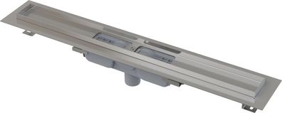 Alcadrain APZ1101 Low Duschrinne mit Rand für den perforierten Rost, Abfluss senkrech