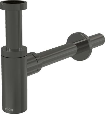 AlcaDrain Design Siphon 1 1/4" rund, Ganzmetall Gun metal glanz