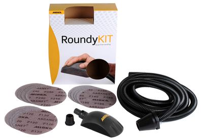 Mirka Roundy Handschleifblock Klett ß 150 mm Set mit 15 Schleifscheiben