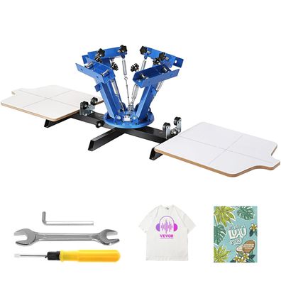 VEVOR Siebdruckpresse 4 Farben 2 Stationen T-Shirt Siebdruckmaschine Stahl