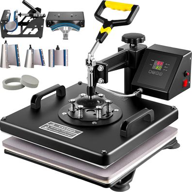 VEVOR 8 in 1 Heißpresse Transferpresse 38x38 cm 1250 W fér Textil Tassen Héte