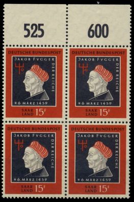 SAAR OPD 1959 Nr 445 postfrisch Viererblock ORA X976CA6