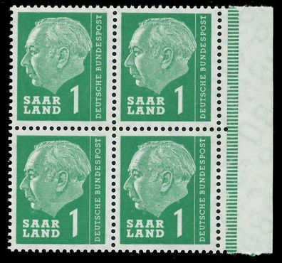 SAAR OPD 1957 Nr 380 postfrisch Viererblock SRA X799B7E