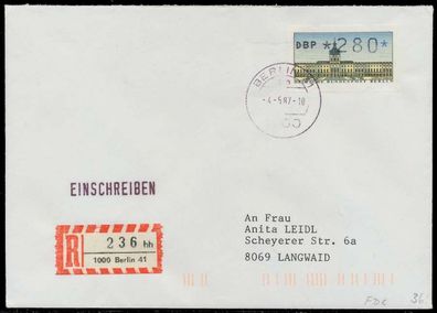 BERLIN ATM 1-280 BRIEF Einschreiben FDC X7E4622