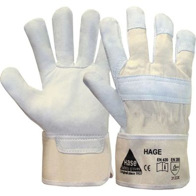 10 Paar Arbeitshandschuhe Hage Gr. 8 Narbenleder Canvas-Stulpe