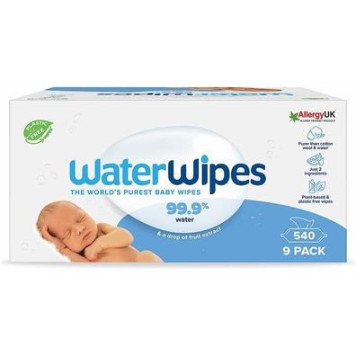 Waterwipes Baby Wipes Organic - 9 X 60 Pieces - 540 Wipes