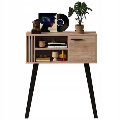 Konsole mit Lamellen für den Flur im Loft-Stil, modern, helle Eiche, abschließbar, 80