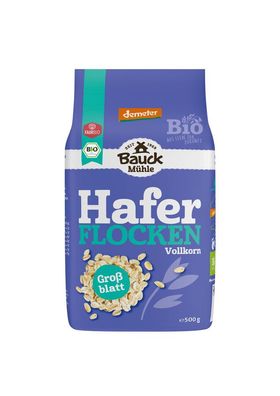 6x Bauck Mühle Haferflocken Großblatt Demeter 500g