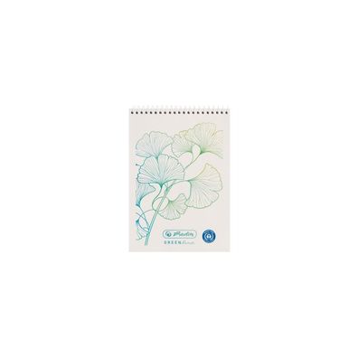 Herlitz Spiralnotizblock A7 50 Bl kariert GREENline Ginkgo
