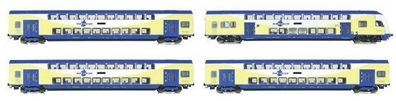 Hobbytrade 63030 4tlg Doppelstock-Wagenset Metronom mit Spur H0