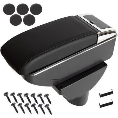 Hyundai i20 I 08-14 Armlehne mit Ablagefach, Schwarzes ECO-LEDER + Montagesatz