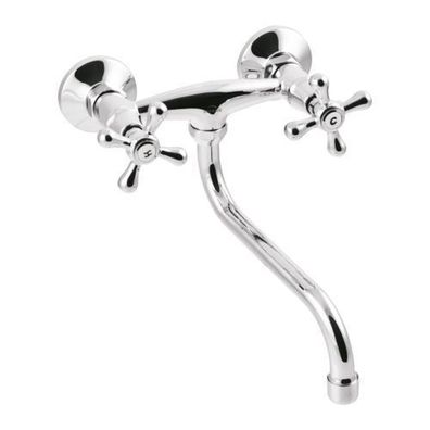 Küchenarmatur Wandmontage Wasserhahn ROMA16 cm Küchenmischer für Küche in Silber