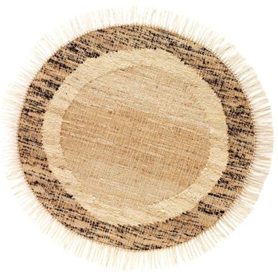 Juteteppich aus Wolle und Baumwolle, 120 cm Durchm