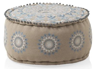 Runder Hocker aus Textil, Durchmesser 55 cm, leinenfarb