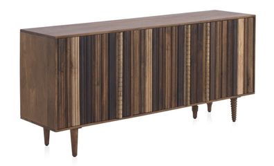 Sideboard mit 3 Türen mehrfarbig aus massivem Akazienholz