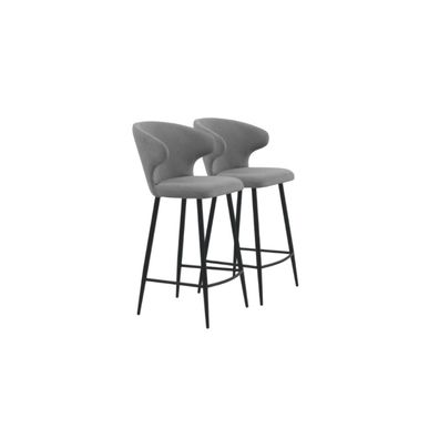 2er-Set gepolsterte Hocker kaffeefarben mit schwarzen Metallbeinen