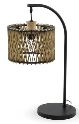 Tischlampe aus naturfarbenem und schwarzem Sperrholz