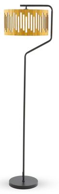 Stehlampe mit Lampenschirm aus honigfarbenem Sperrholz