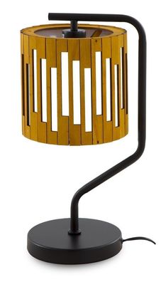 Tischlampe aus honigfarbenem Sperrholz