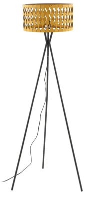 Stehlampe mit Lampenschirm aus honigfarbenem Sperrholz