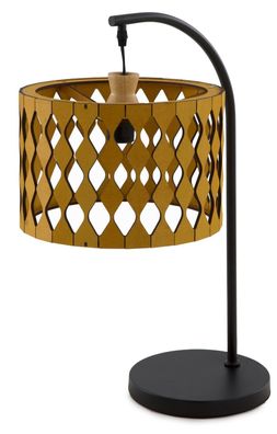 Tischlampe aus honigfarbenem Sperrholz