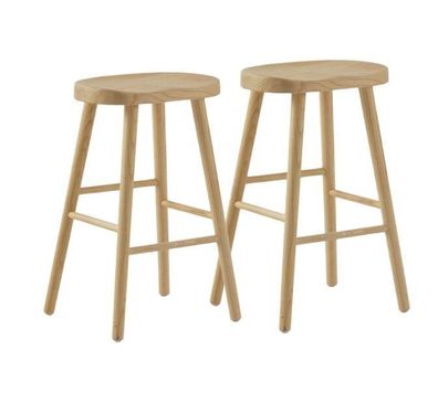 2er-Set Hocker aus naturfarbenem Toonholz