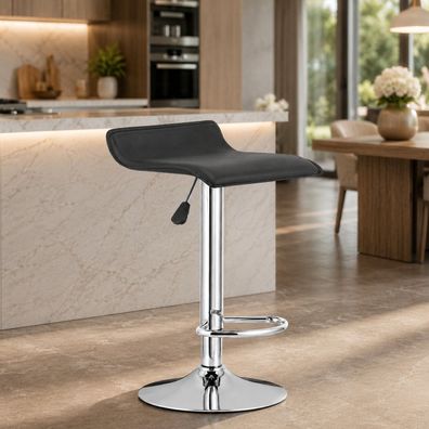 Best For Home Barhocker Schwarz mit Rückenlehne, Chromgestell, zeitloses Design Sitz